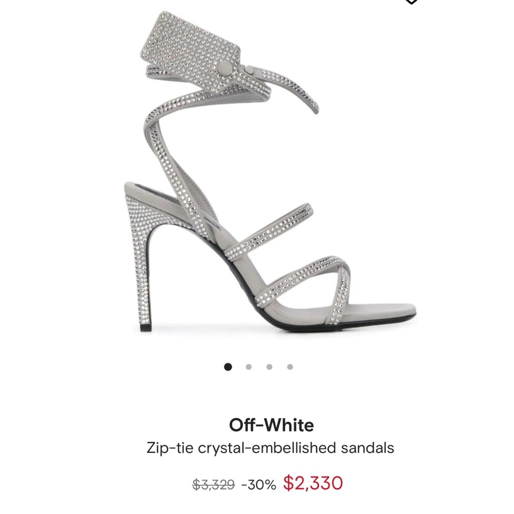 $3329 OFF-WHITE VIRGIL ABLOH ZIP TIE GREY HEELS